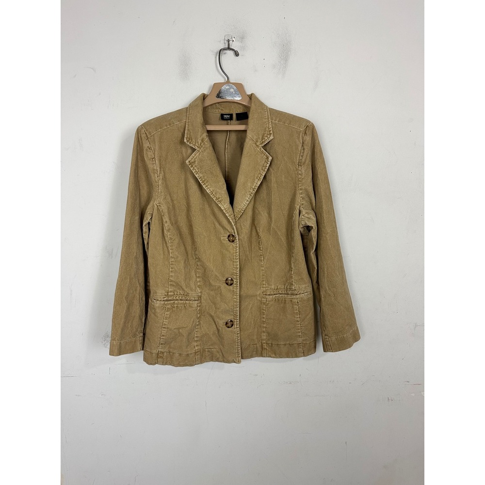 Mossimo Woman Tan Corduroy Blazer Jacket Size 18W Khaki Cotton 3 Button